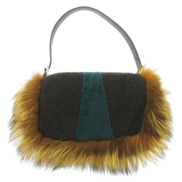 Fendi Mamma Bucket Monster Fox/Sheepskin Yellow/Black Handbag 1957FENDI - Picture 3 of 8